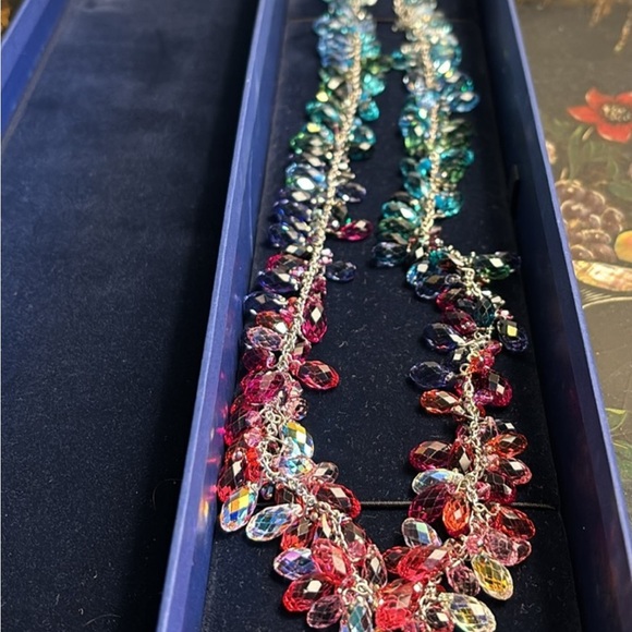 Swarovski Green and Purple Crystal Necklace - Picture 1 of 8